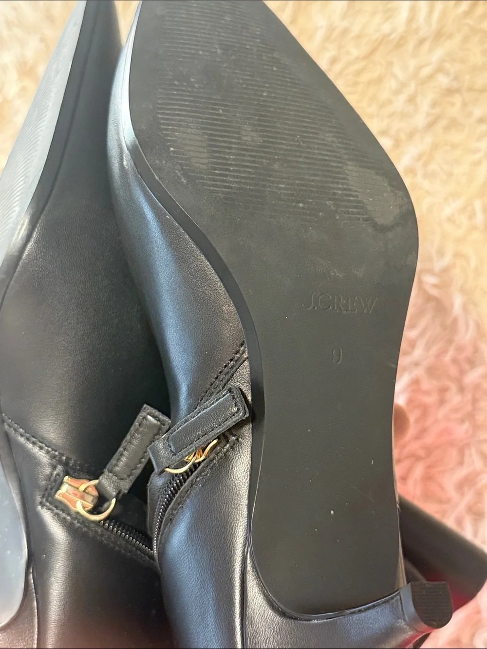 J. Crew Black Pointed Toe Leather Ankle Booties